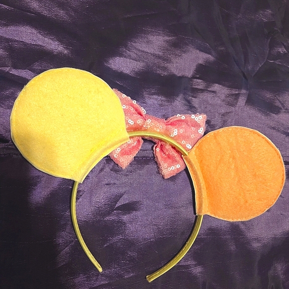 DisneyLand & Princess Mickey Ears Headband with Pink Bow, Handmade - Picture 2 of 3